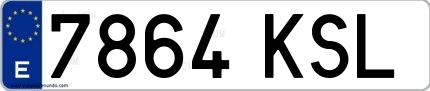 Ejemplo de matrícula española 7864 KSL