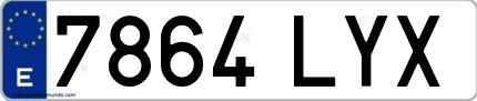 Ejemplo de matrícula española 7864 LYX