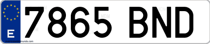 Ejemplo de matrícula de coche ordinaria 7865 BND