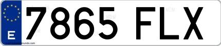 Ejemplo de matrícula española 7865 FLX