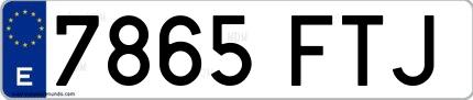 Ejemplo de matrícula española 7865 FTJ