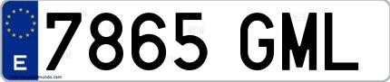 Ejemplo de matrícula española 7865 GML