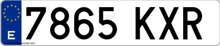 Ejemplo de matrícula española 7865 KXR