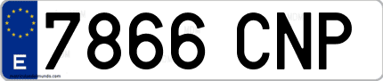 Ejemplo de matrícula de coche ordinaria 7866 CNP