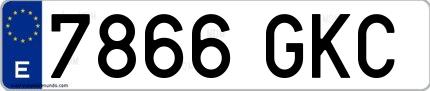 Ejemplo de matrícula española 7866 GKC