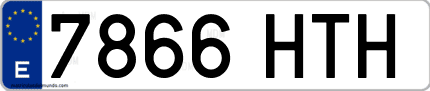 Ejemplo de matrícula de coche ordinaria 7866 HTH
