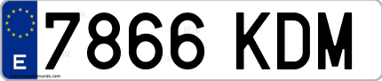 Ejemplo de matrícula de coche ordinaria 7866 KDM