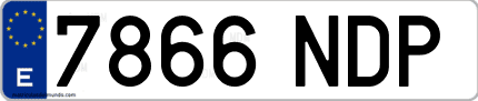 Ejemplo de matrícula de coche ordinaria 7866 NDP