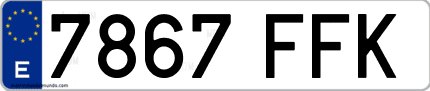 Ejemplo de matrícula de coche ordinaria 7867 FFK