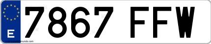 Ejemplo de matrícula española 7867 FFW