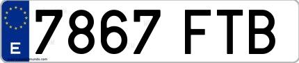 Ejemplo de matrícula española 7867 FTB