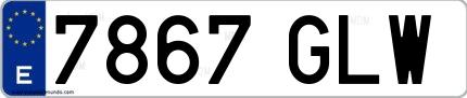 Ejemplo de matrícula española 7867 GLW