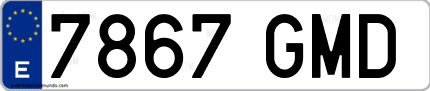 Ejemplo de matrícula de coche ordinaria 7867 GMD