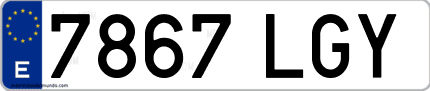 Ejemplo de matrícula de coche ordinaria 7867 LGY