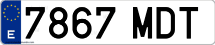 Ejemplo de matrícula de coche ordinaria 7867 MDT