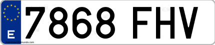 Ejemplo de matrícula de coche ordinaria 7868 FHV