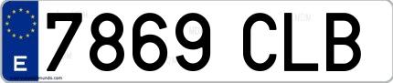 Ejemplo de matrícula española 7869 CLB