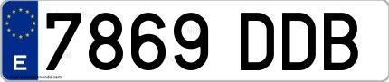 Ejemplo de matrícula española 7869 DDB