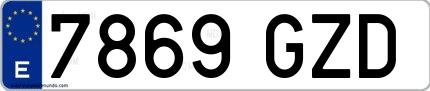 Ejemplo de matrícula española 7869 GZD