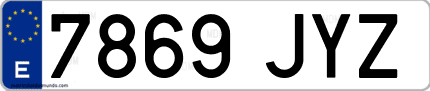 Ejemplo de matrícula de coche ordinaria 7869 JYZ