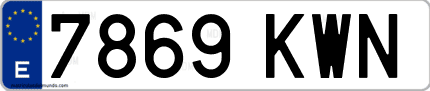 Ejemplo de matrícula de coche ordinaria 7869 KWN