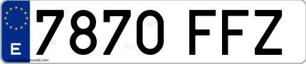 Ejemplo de matrícula española 7870 FFZ