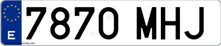 Ejemplo de matrícula de coche ordinaria 7870 MHJ