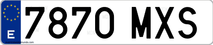 Ejemplo de matrícula de coche ordinaria 7870 MXS