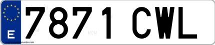 Ejemplo de matrícula española 7871 CWL