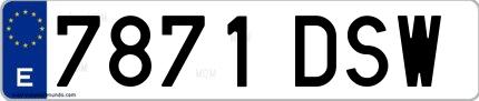 Ejemplo de matrícula española 7871 DSW