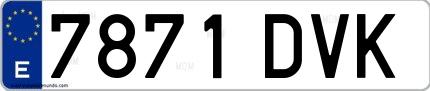 Ejemplo de matrícula española 7871 DVK