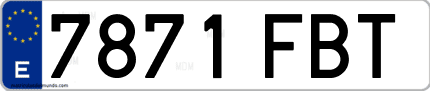 Ejemplo de matrícula de coche ordinaria 7871 FBT