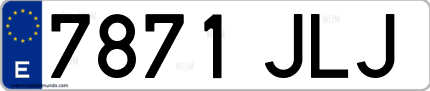 Ejemplo de matrícula de coche ordinaria 7871 JLJ
