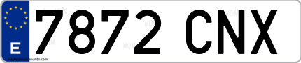 Ejemplo de matrícula de coche ordinaria 7872 CNX