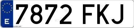 Ejemplo de matrícula española 7872 FKJ