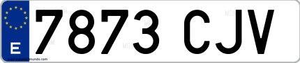 Ejemplo de matrícula española 7873 CJV