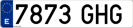 Ejemplo de matrícula de coche ordinaria 7873 GHG