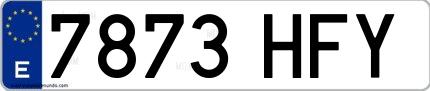 Ejemplo de matrícula española 7873 HFY
