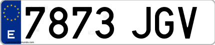 Ejemplo de matrícula de coche ordinaria 7873 JGV