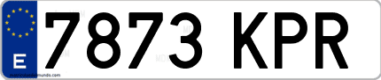Ejemplo de matrícula de coche ordinaria 7873 KPR