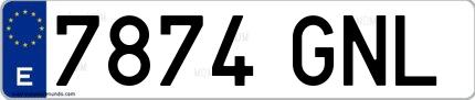 Ejemplo de matrícula española 7874 GNL