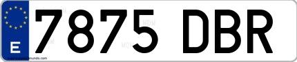Ejemplo de matrícula española 7875 DBR