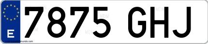 Ejemplo de matrícula española 7875 GHJ