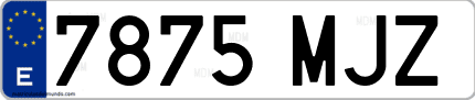 Ejemplo de matrícula de coche ordinaria 7875 MJZ
