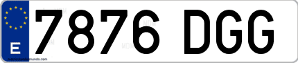Ejemplo de matrícula de coche ordinaria 7876 DGG