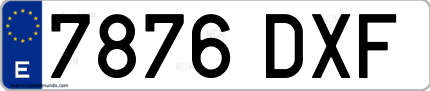 Ejemplo de matrícula de coche ordinaria 7876 DXF
