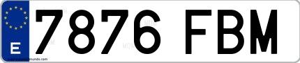 Ejemplo de matrícula española 7876 FBM