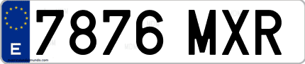 Ejemplo de matrícula de coche ordinaria 7876 MXR