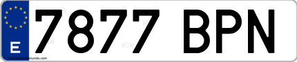 Ejemplo de matrícula de coche ordinaria 7877 BPN