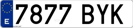 Ejemplo de matrícula española 7877 BYK
